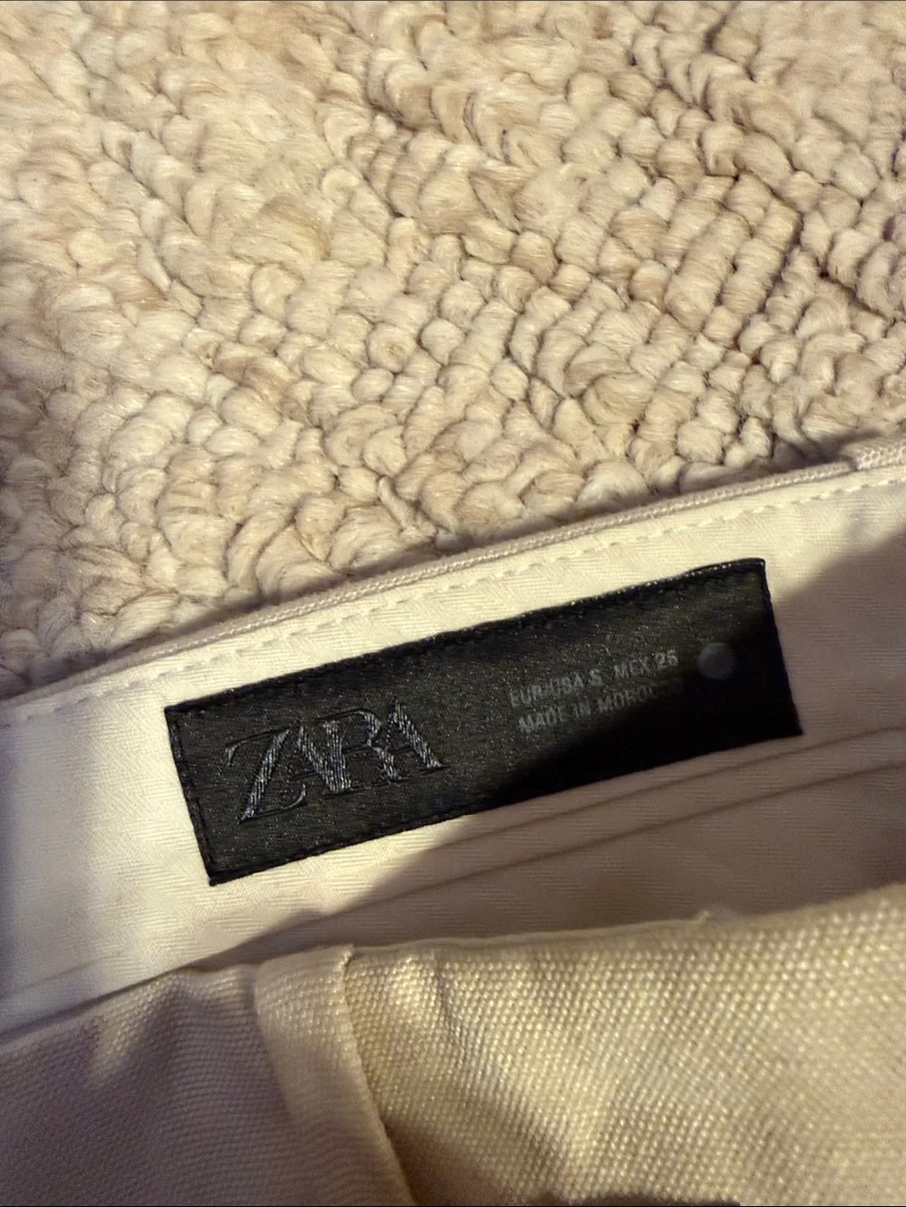 Zara Beige Bootcut Linen-Blend Pants